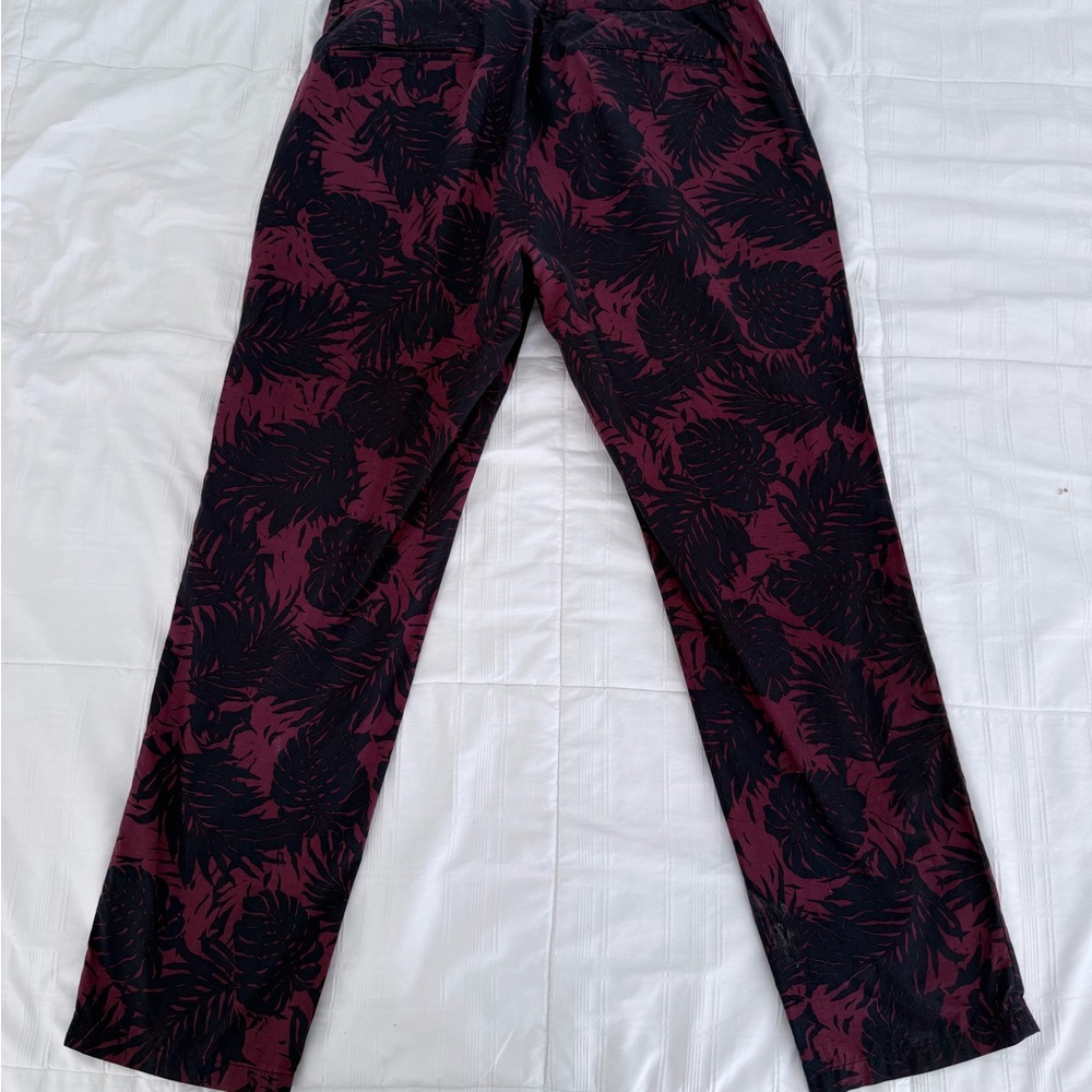 Vince Black and Red Chinos with Ornate Pattern